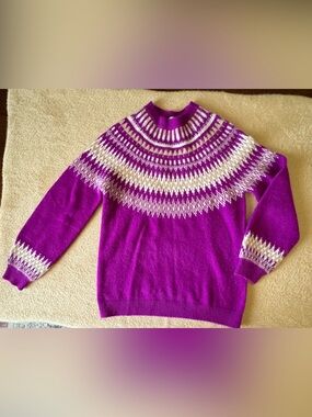 LOFT Fuchsia Fair Isle Turtleneck Sweater